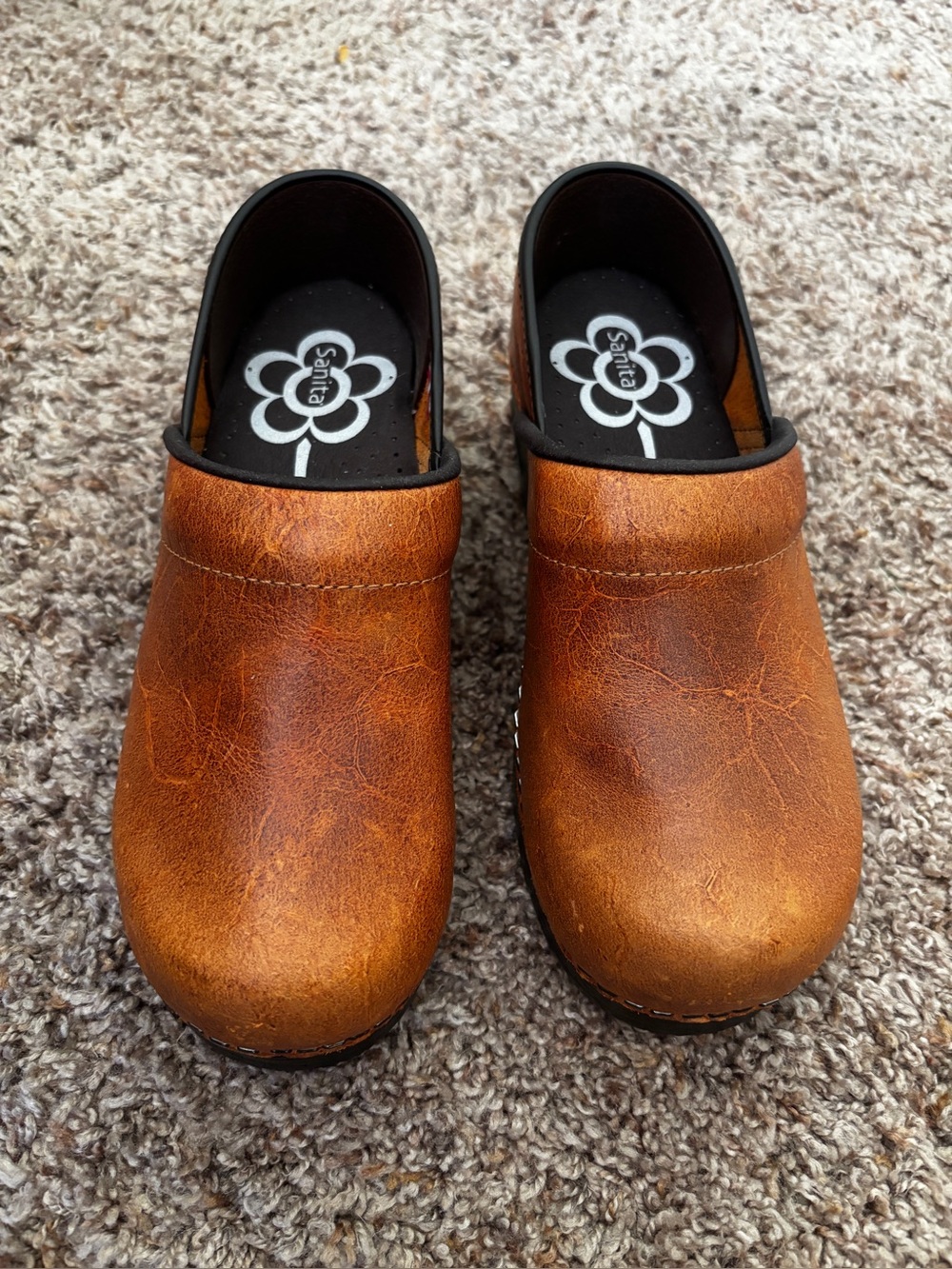 Dansko Sanita Errol Brown closed back Clogs kids ladies 36 4.5/5 cognac